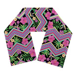 Tropical Hibiscus Flowers Aztec Print Scarf