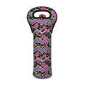 Tropical Hibiscus Flowers Aztec Print Single Neoprene Wine Tote