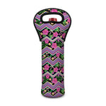 Tropical Hibiscus Flowers Aztec Print Single Neoprene Wine Tote
