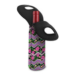 Tropical Hibiscus Flowers Aztec Print Single Neoprene Wine Tote