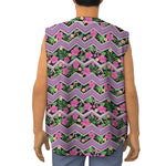 Tropical Hibiscus Flowers Aztec Print Sleeveless Baseball Jersey