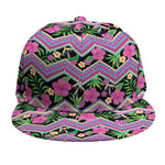 Tropical Hibiscus Flowers Aztec Print Snapback Cap