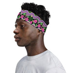 Tropical Hibiscus Flowers Aztec Print Sports Headband