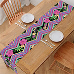 Tropical Hibiscus Flowers Aztec Print Table Runner