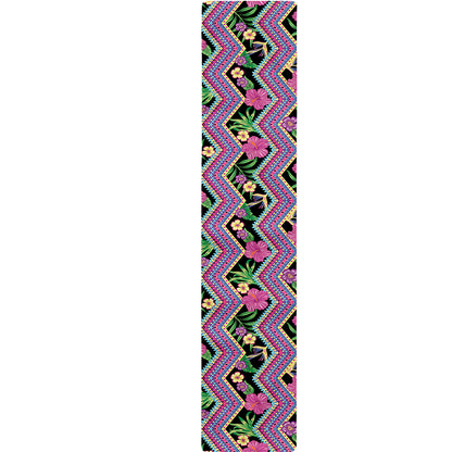 Tropical Hibiscus Flowers Aztec Print Table Runner