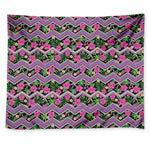 Tropical Hibiscus Flowers Aztec Print Tapestry