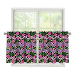 Tropical Hibiscus Flowers Aztec Print Tier Curtains