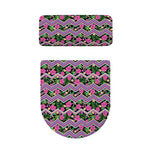 Tropical Hibiscus Flowers Aztec Print Toilet Lid And Tank Cover Set