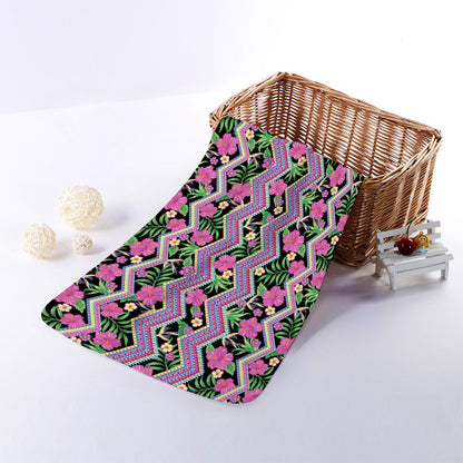Tropical Hibiscus Flowers Aztec Print Towel