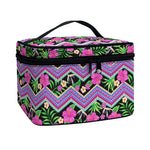 Tropical Hibiscus Flowers Aztec Print Travel Makeup Bag