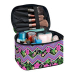 Tropical Hibiscus Flowers Aztec Print Travel Makeup Bag
