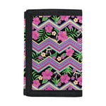 Tropical Hibiscus Flowers Aztec Print Trifold Wallet