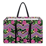 Tropical Hibiscus Flowers Aztec Print Utility Tote Bag