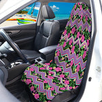 Tropical Hibiscus Flowers Aztec Print Waterproof Car Seat Cover
