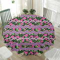 Tropical Hibiscus Flowers Aztec Print Waterproof Round Tablecloth