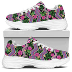 Tropical Hibiscus Flowers Aztec Print White Chunky Shoes