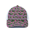 Tropical Hibiscus Flowers Aztec Print White Mesh Trucker Hat