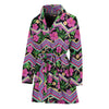 Tropical Hibiscus Flowers Aztec Print Women's Bathrobe