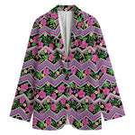 Tropical Hibiscus Flowers Aztec Print Women's Blazer