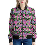Tropical Hibiscus Flowers Aztec Print Women's Bomber Jacket