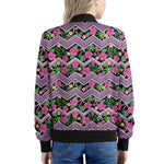 Tropical Hibiscus Flowers Aztec Print Women's Bomber Jacket