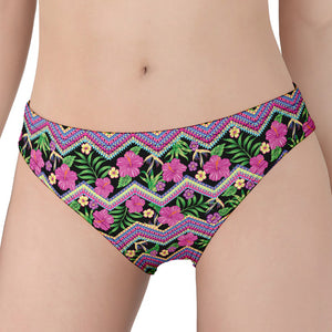 Tropical Hibiscus Flowers Aztec Print Women's Panties