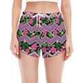 Tropical Hibiscus Flowers Aztec Print Women's Split Running Shorts