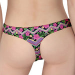 Tropical Hibiscus Flowers Aztec Print Women's Thong