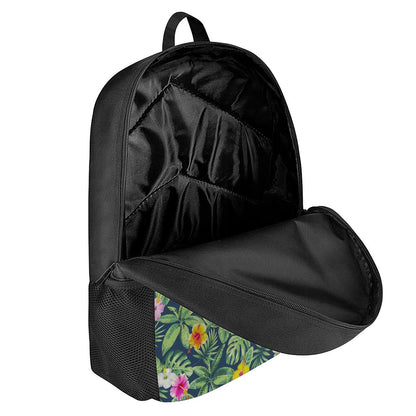Tropical Hibiscus Flowers Pattern Print 17 Inch Backpack