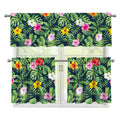 Tropical Hibiscus Flowers Pattern Print 3 Piece Kitchen Curtains