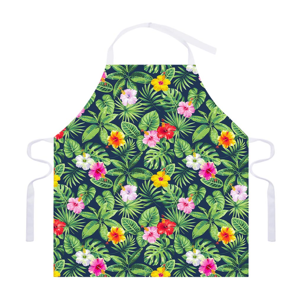 Tropical Hibiscus Flowers Pattern Print Adjustable Apron