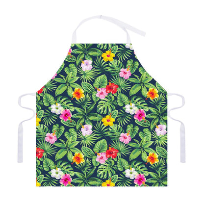 Tropical Hibiscus Flowers Pattern Print Adjustable Apron