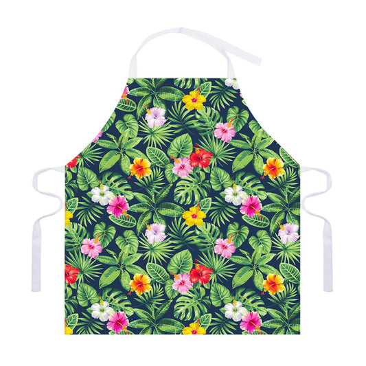 Tropical Hibiscus Flowers Pattern Print Adjustable Apron