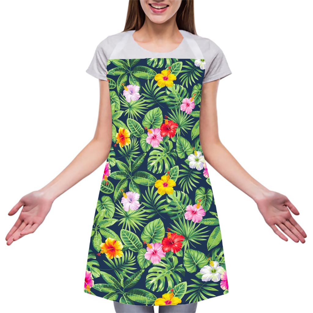 Tropical Hibiscus Flowers Pattern Print Adjustable Apron