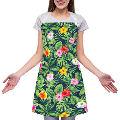 Tropical Hibiscus Flowers Pattern Print Adjustable Apron