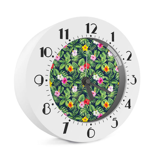 Tropical Hibiscus Flowers Pattern Print Alarm Clock