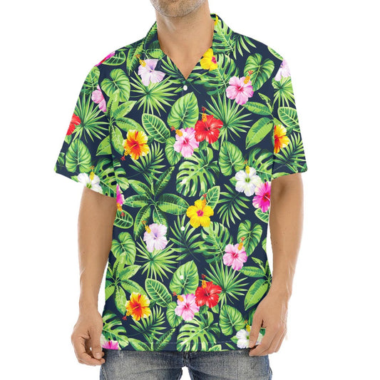 Tropical Hibiscus Flowers Pattern Print Aloha Shirt