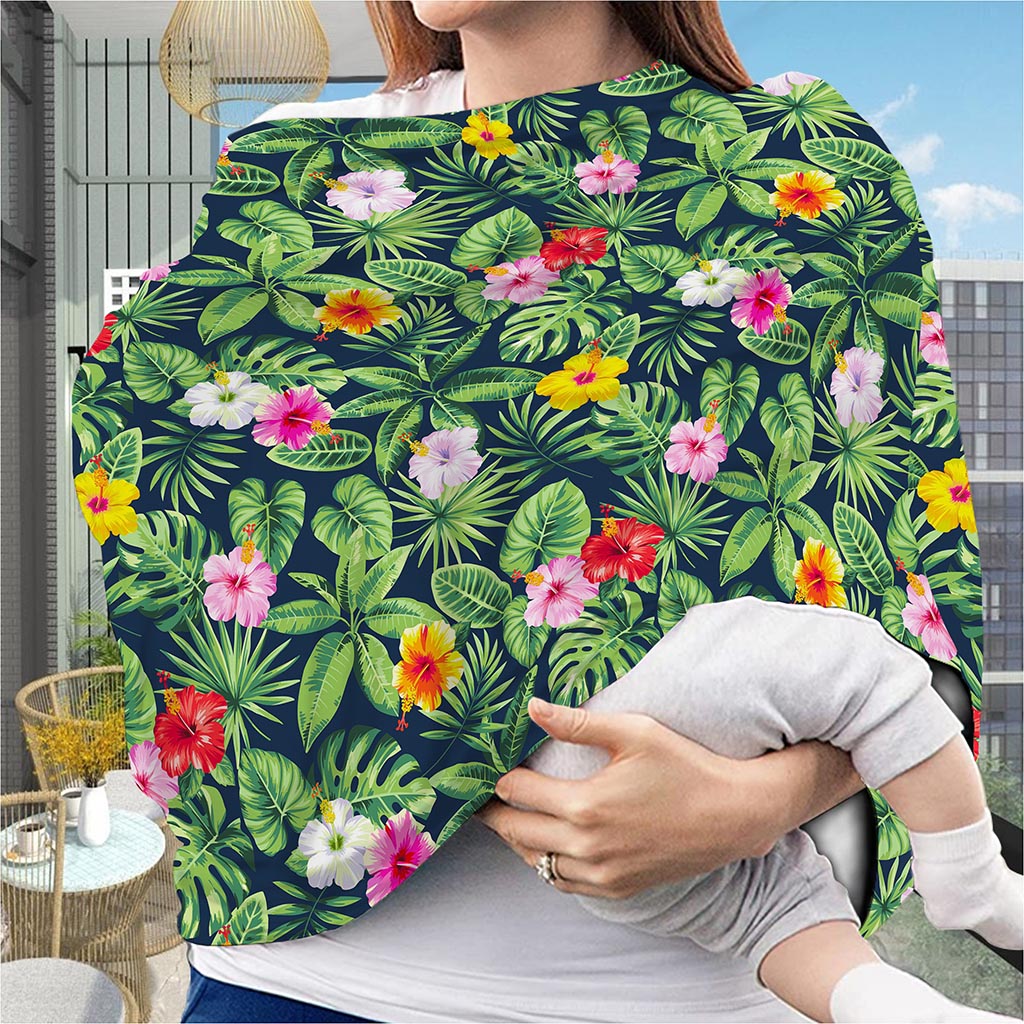 Tropical Hibiscus Flowers Pattern Print Baby Seat Cover