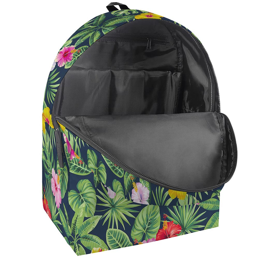Tropical Hibiscus Flowers Pattern Print Backpack