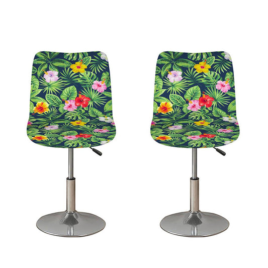 Tropical Hibiscus Flowers Pattern Print Bar Stool Covers
