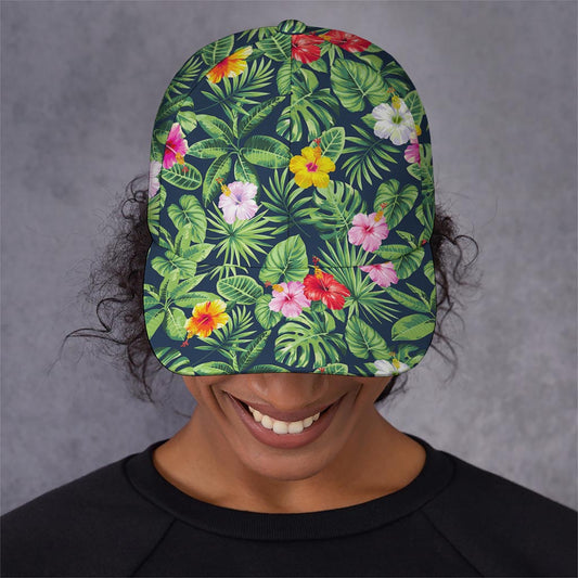 Tropical Hibiscus Flowers Pattern Print Baseball Cap