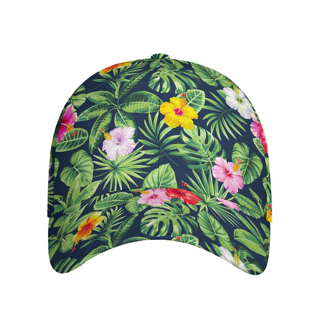 Tropical Hibiscus Flowers Pattern Print Baseball Cap