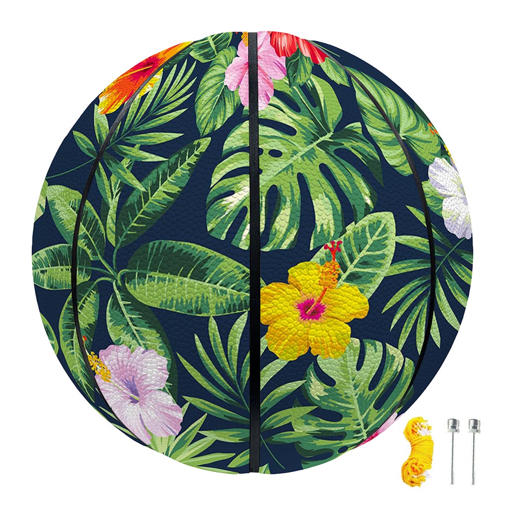 Tropical Hibiscus Flowers Pattern Print Basketball
