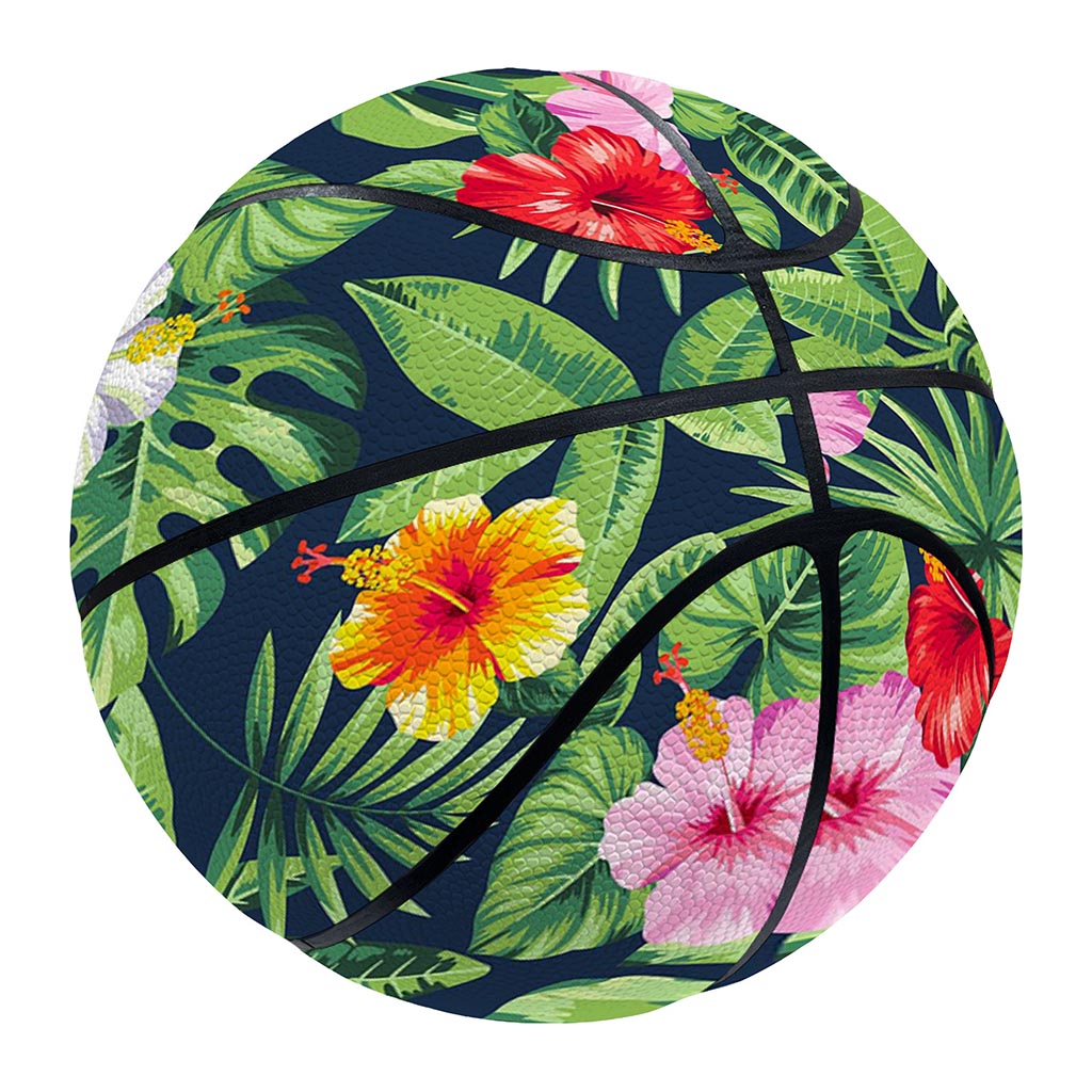 Tropical Hibiscus Flowers Pattern Print Basketball