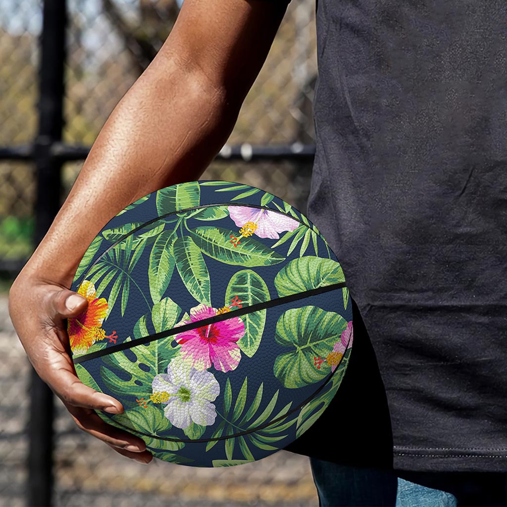 Tropical Hibiscus Flowers Pattern Print Basketball