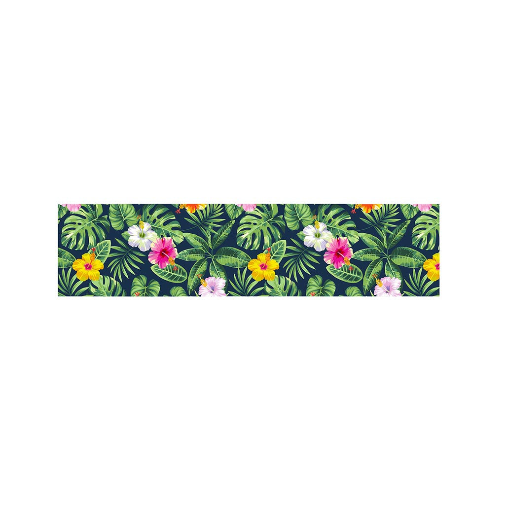 Tropical Hibiscus Flowers Pattern Print Bed Runner