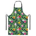 Tropical Hibiscus Flowers Pattern Print Bib Apron With Pocket