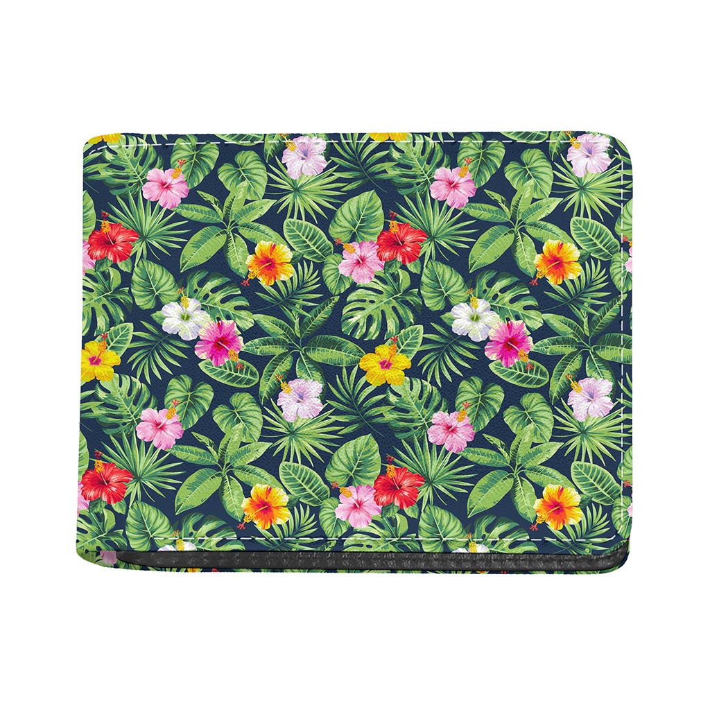 Tropical Hibiscus Flowers Pattern Print Bifold Wallet