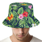Tropical Hibiscus Flowers Pattern Print Bucket Hat