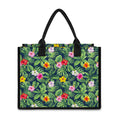 Tropical Hibiscus Flowers Pattern Print Canvas Tote Bag